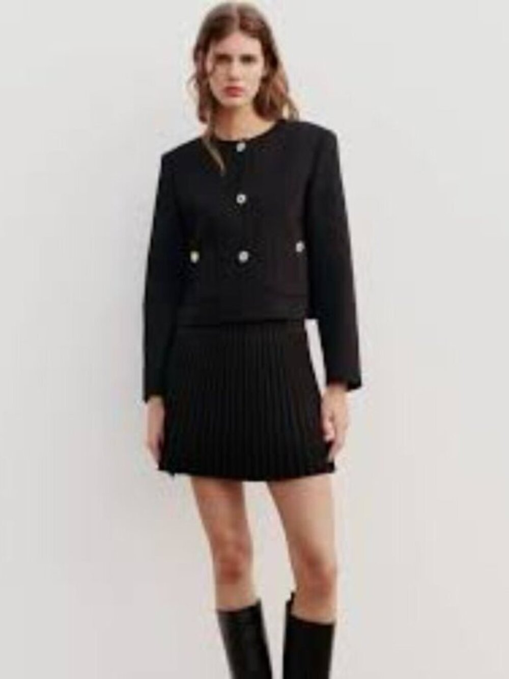 Zara Black Pleated Mini Skort Skirt - Picture 2 of 12